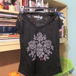 Dream Out Loud By Selena Gomez Black Girls Junior Shirt Size Small Studded Sheer